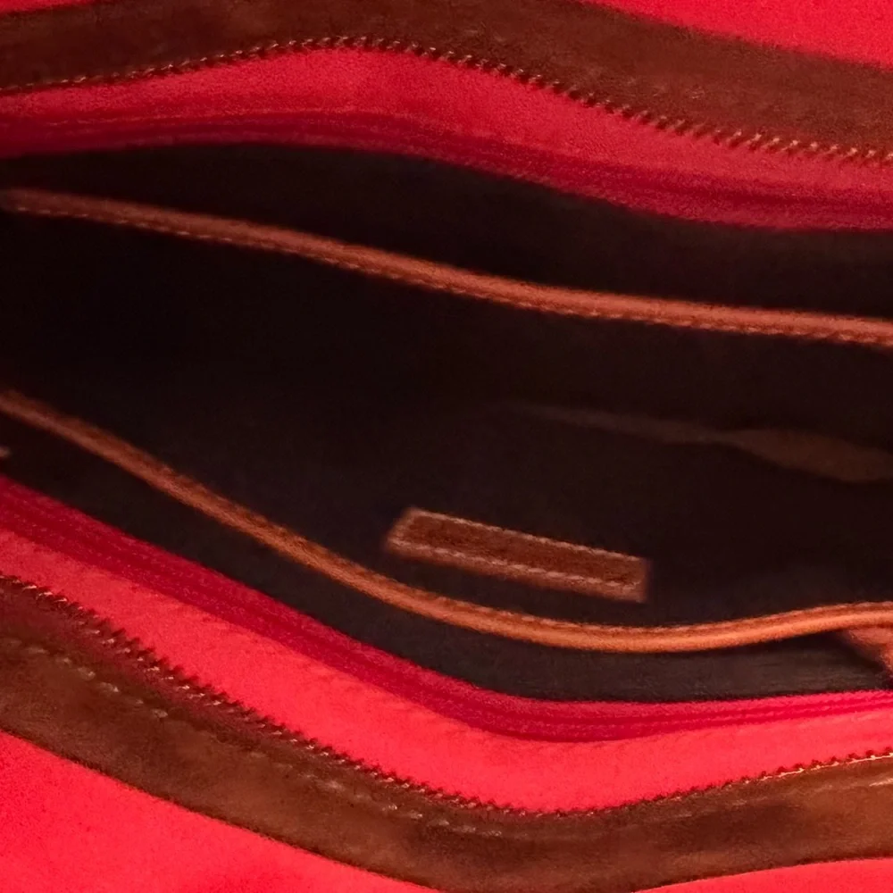 Dooney & Bourke Red Women's nylon Tote Bag with Brown Leather Trim - Picture 5 of 8